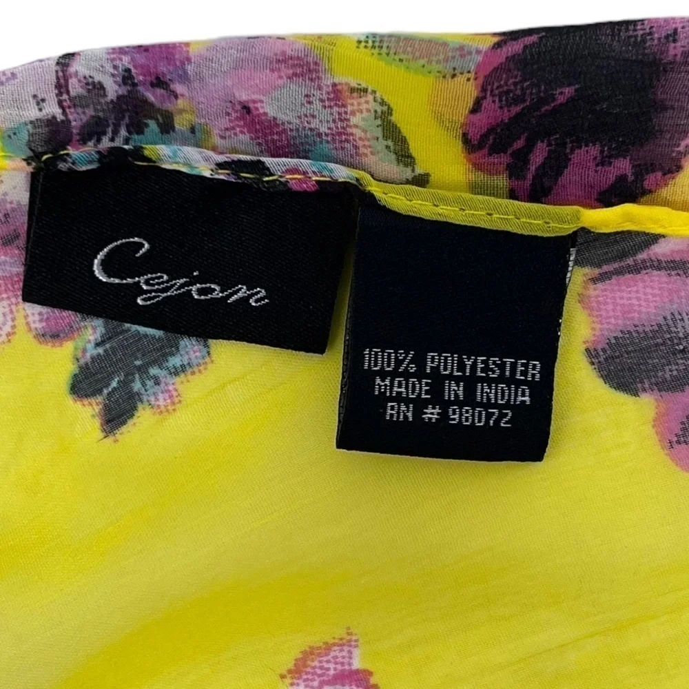 Cejon Women’s Yellow Floral Print Lightweight Oversized Spring Summer Scarf Wrap